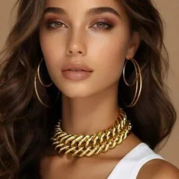 Jewelry - 18K Gold Filled Chunky Rope Choker Necklace Gift Dainty Minimalist